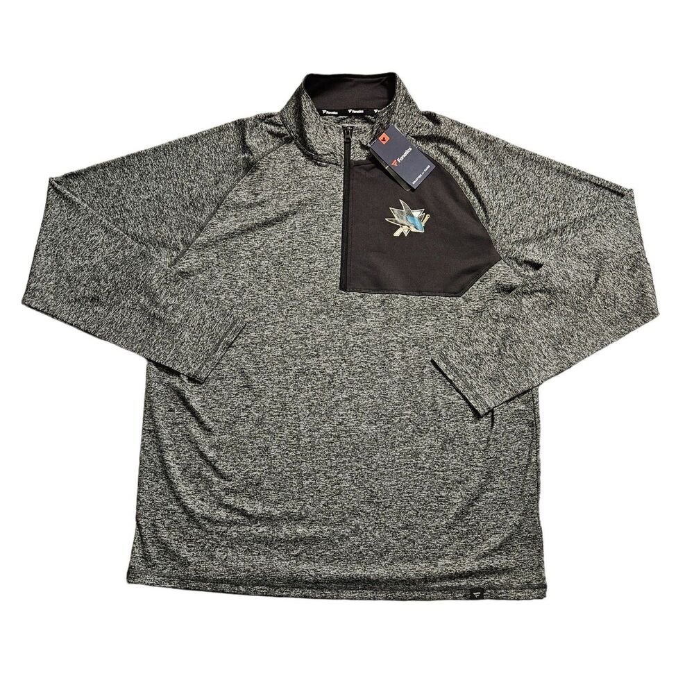 Fanatics Men's San Jose Shark's Hockey NHL Size XXL 2XL Gray Black Long Sleeve